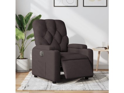 vidaXL Elektrické sklápacie kreslo tmavohnedé látkové