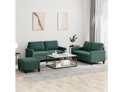 vidaXL 3-dielna sedacia súprava s vankúšmi tmavozelená zamat