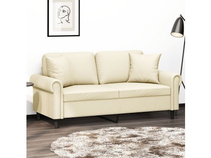 vidaXL 2-miestna pohovka s vankúšmi krémová 140 cm umelá koža