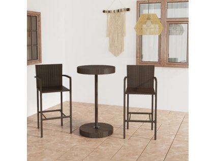 vidaXL 3-dielna záhradná barová súprava polyratanová hnedá