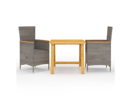 vidaXL 3-dielna záhradná jedálenská súprava sivá