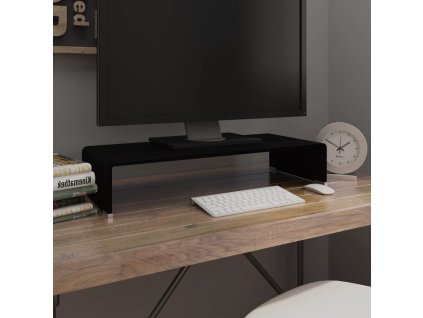 vidaXL Sklenený TV stojan/stojan pod monitor, čierny, 70x30x13 cm