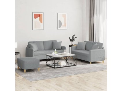 vidaXL 3-dielna sedacia súprava s vankúšmi sivohnedá látka