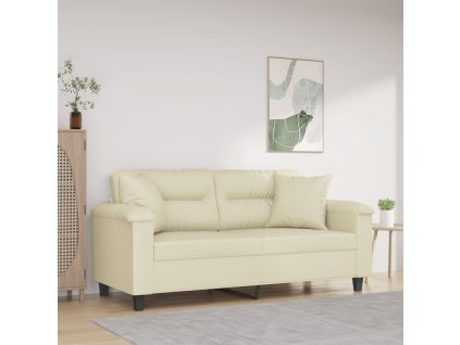 vidaXL 2-miestna pohovka s vankúšmi krémová 140 cm umelá koža