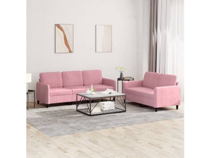 vidaXL 2-dielna sedacia súprava ružová zamat
