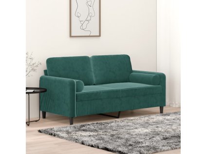 vidaXL 2-miestna pohovka s vankúšmi tmavozelená 140 cm zamat