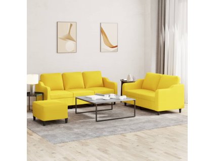 vidaXL 3-dielna sedacia súprava s vankúšmi bledožltá látka