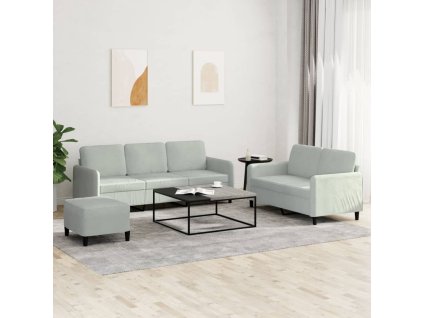 vidaXL 3-dielna sedacia súprava bledosivá zamat