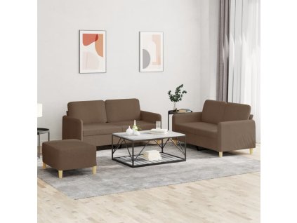 vidaXL 3-dielna sedacia súprava s vankúšmi hnedá látka