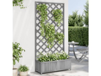 vidaXL Kvetináč s mriežkou sivý masívna jedľa