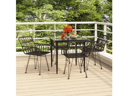 vidaXL 5-dielna záhradná jedálenská súprava čierna polyratan