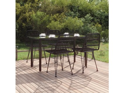 vidaXL 5-dielna záhradná jedálenská súprava čierna polyratan