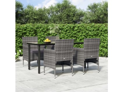 vidaXL 5-dielna záhradná jedálenská súprava s poduškami sivá a čierna