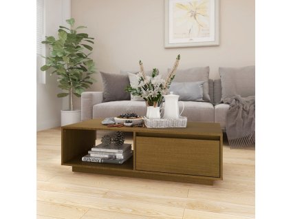 vidaXL Konferenčný stolík medovo-hnedý 110x50x33,5 cm borovicový masív