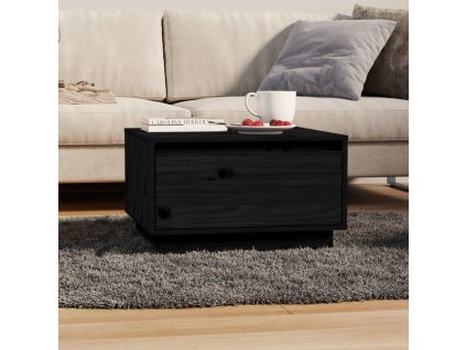 vidaXL Konferenčný stolík čierny 55x56x32 cm borovicový masív