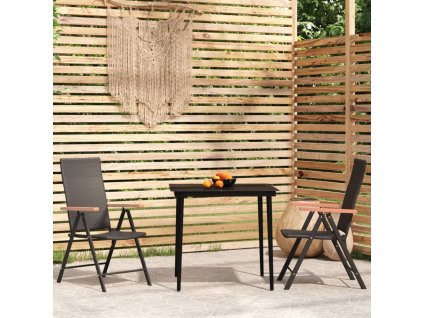 vidaXL 3-dielna záhradná jedálenská súprava čierna