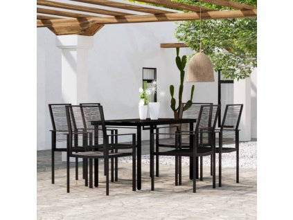 vidaXL 7-dielna záhradná jedálenská súprava čierna