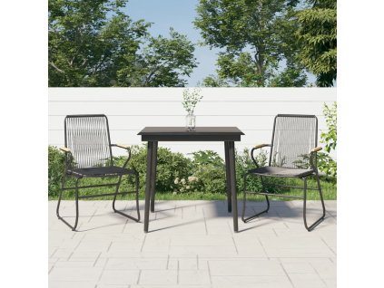 vidaXL 3-dielna záhradná jedálenská súprava čierny PVC ratan