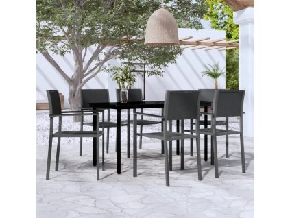 vidaXL 7-dielna záhradná jedálenská súprava čierna