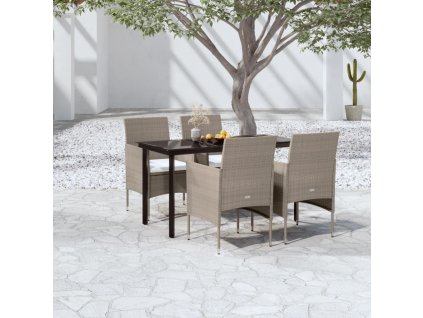 vidaXL 5-dielna záhradná jedálenská súprava s vankúšmi béžová a čierna