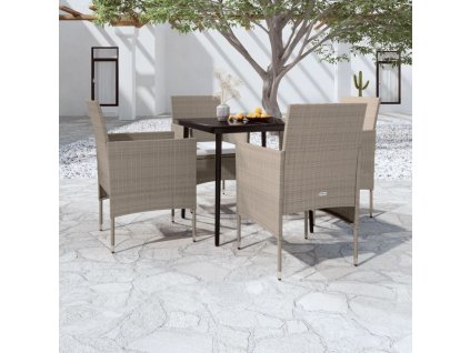 vidaXL 5-dielna záhradná jedálenská súprava s vankúšmi béžová a čierna