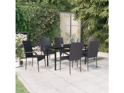 vidaXL 7-dielna záhradná jedálenská súprava čierna