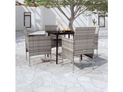 vidaXL 5-dielna záhradná jedálenská súprava s poduškami sivá a čierna