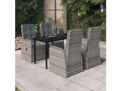 vidaXL 5-dielna záhradná jedálenská súprava s vankúšmi sivá
