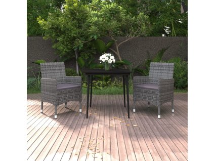 vidaXL 3-dielny záhradný jedálenský set so sedákmi polyratan a sklo