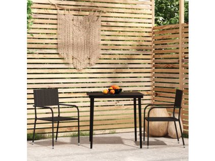 vidaXL 3-dielna záhradná jedálenská súprava čierna