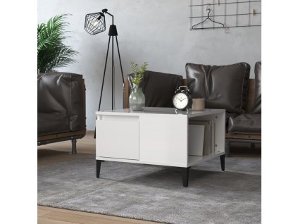 vidaXL Konferenčný stolík lesklý biely 55x55x36,5 cm spracované drevo