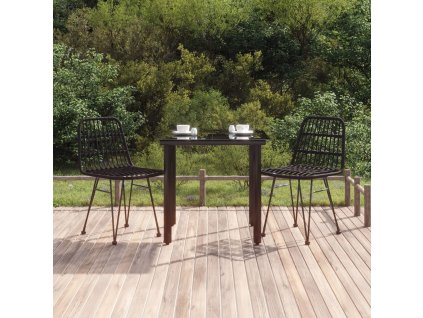 vidaXL 3-dielna záhradná jedálenská súprava čierna polyratan