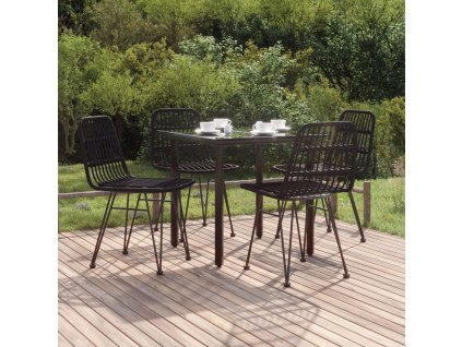 vidaXL 5-dielna záhradná jedálenská súprava čierna polyratan