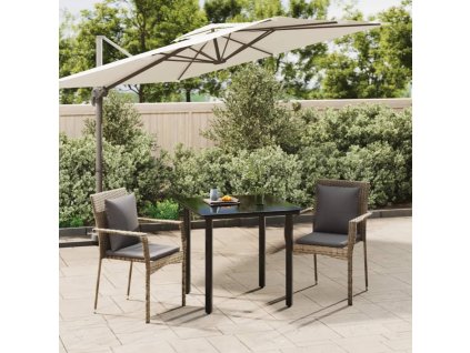 vidaXL 3-dielna záhradná jedál. sada s vankúšmi čierno-sivá polyratan