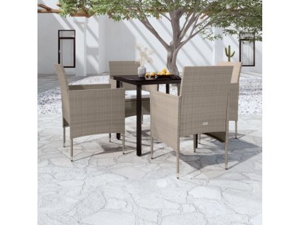 vidaXL 5-dielna záhradná jedálenská súprava s vankúšmi béžová a čierna