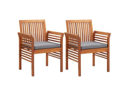 vidaXL Záhradné jedálenské stoličky s vankúšmi 2 ks akáciový masív