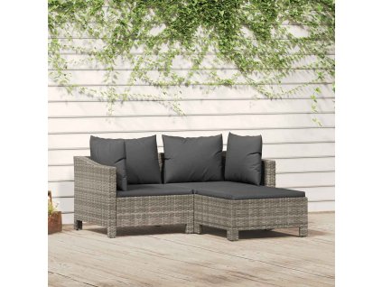 vidaXL 3-dielna záhradná sedacia súprava s podložkami sivá polyratan
