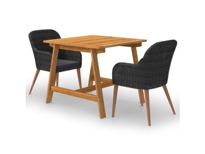 vidaXL 3-dielna záhradná jedálenská súprava čierna