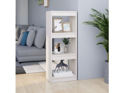 vidaXL Knižnica/deliaca stena biela 40x30x103,5 cm masívna borovica