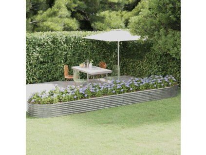 vidaXL Vyvýšený záhradný záhon práškovaná oceľ 507x100x36cm strieborný