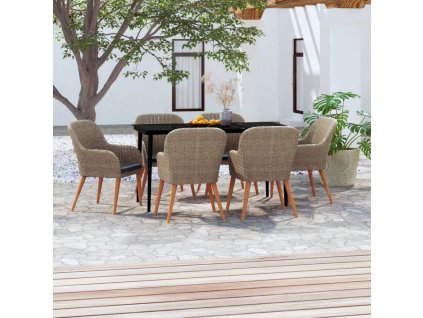 vidaXL 7-dielna záhradná jedálenská súprava so sedákmi hnedá