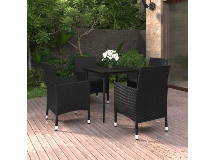 vidaXL 5-dielna vonkajšia súprava s podložkami polyratan a sklo