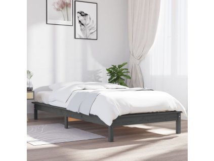 vidaXL Posteľný rám sivý borovicový masív 100x200 cm