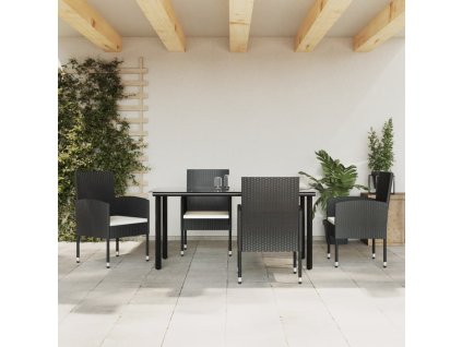 vidaXL 5-dielna záhradná jedálenská súprava čierna polyratan a oceľ