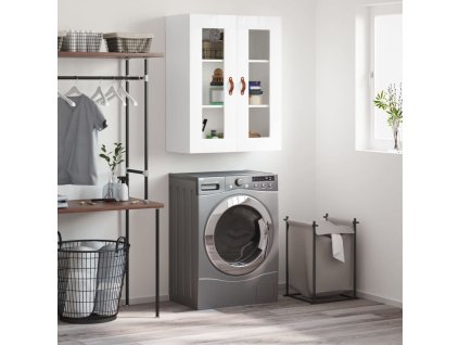 vidaXL Nástenná skrinka lesklá biela 69,5x34x90 cm