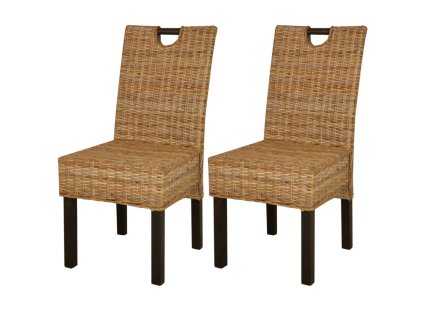 vidaXL Jedálenské stoličky, 2 ks, ratan kubu a mangové drevo