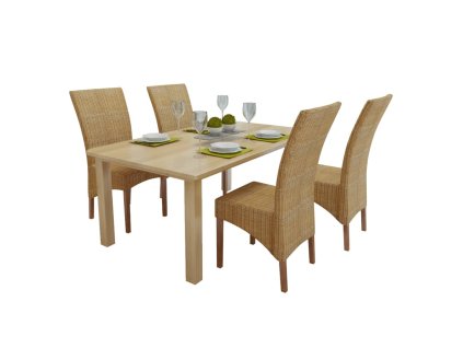 vidaXL Jedálenské stoličky 4 ks hnedé prírodný ratan