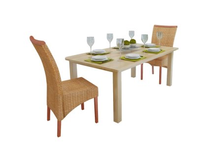 vidaXL Jedálenské stoličky 2 ks, hnedé, prírodný ratan