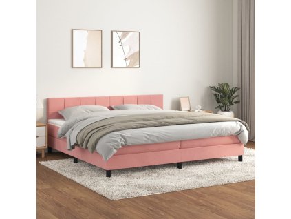 vidaXL Posteľný rám boxsping s matracom ružový200x200 cm zamat