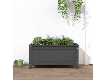 vidaXL Záhradný kvetináč sivý 82,5x40x39 cm borovicový masív